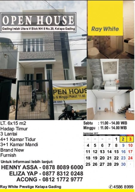  Open House di Gading Indah Utara Hari Sabtu & Minggu, Tanggal 2 - 3 September 2017