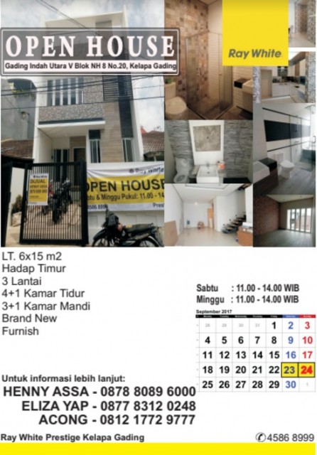  Open House di Gading Indah Utara Hari Sabtu & Minggu, Tanggal 23 - 24 September 2017