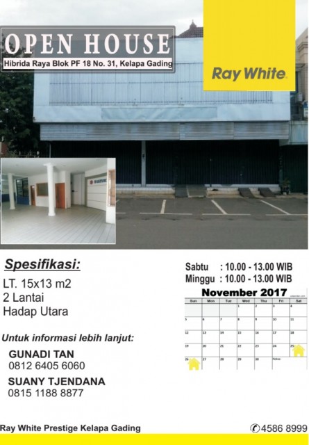 Open House di Ruko Hibrida Raya Hari Sabtu & Minggu, Tanggal 25 - 26 November 2017