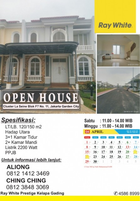 Open House di JGC La Seine Hari Sabtu & Minggu, Tanggal 21 - 22 April 2018