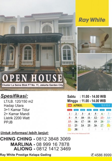 Open House di JGC La Seine Hari Sabtu & Minggu, Tanggal 28 - 29 April 2018