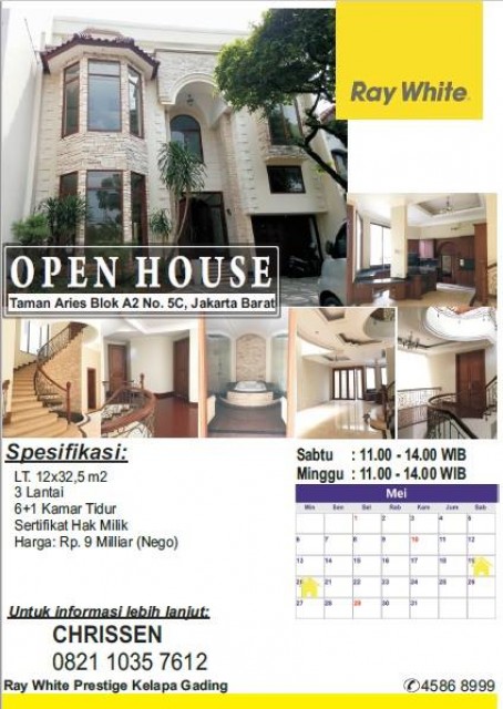 Open House di Taman Aries Hari Sabtu & Minggu, Tanggal 19 - 20 Mei 2018