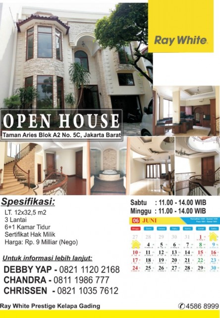 Open House di Taman Aries Hari Sabtu & Minggu, Tanggal 2 - 3 Juni 2018