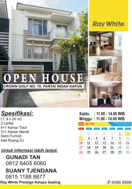 Open House di Crown Golf PIK Hari Sabtu & Minggu, Tanggal 2 - 3 Juni 2018