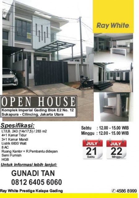 Open House di Imperial Gading Hari Sabtu & Minggu, Tanggal 21 - 22 Juli 2018