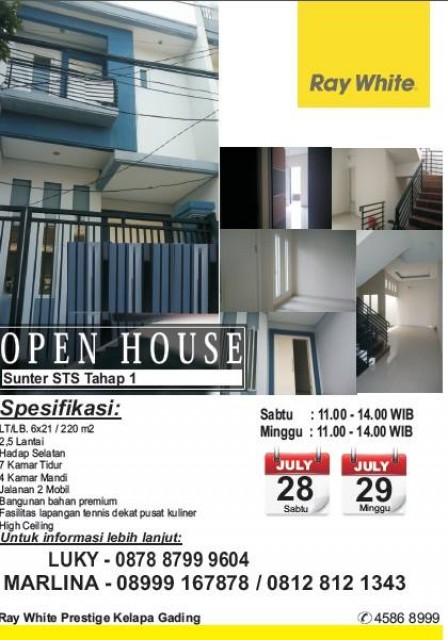 Open House di Sunter STS Hari Sabtu & Minggu, Tanggal 28 - 29 Juli 2018